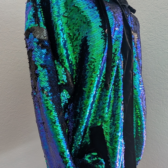 Free People City Lights Oversized Sequin Jacket With Velvet Hood - Picture 4 of 10